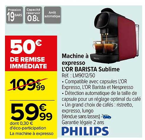 machine à expresso l'or barista sublime philips