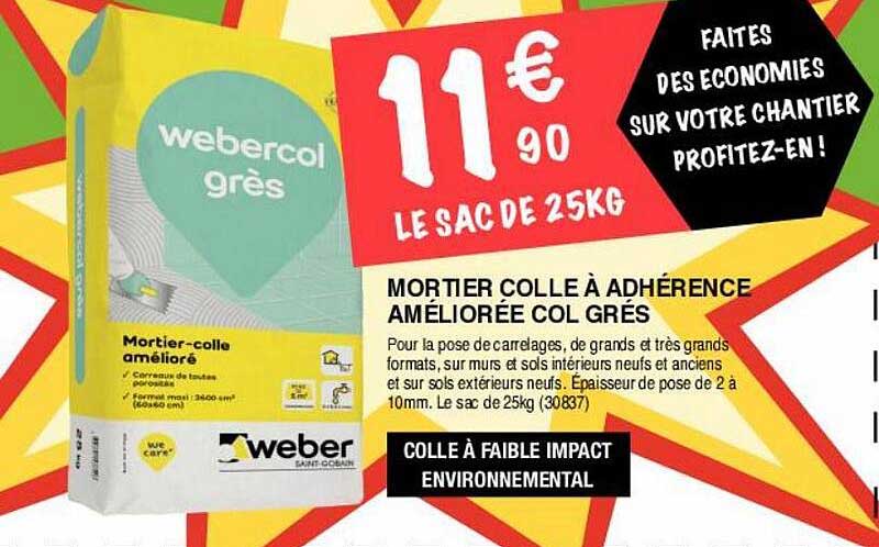 Mortier Colle à Adhérence Améliorée Col Grés Weber