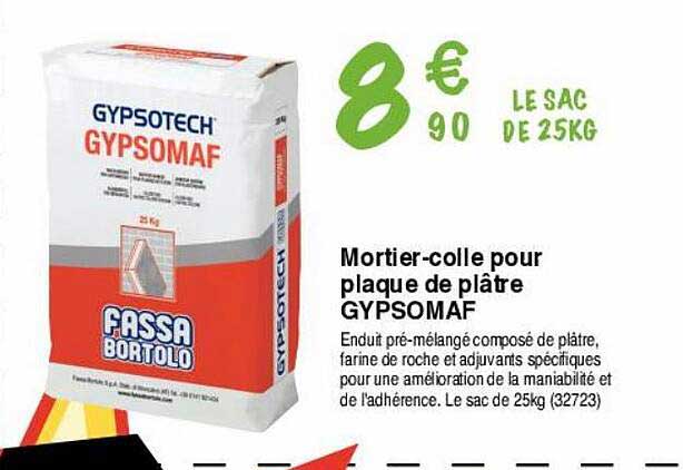 mortier-colle pour plaque de plâtre gypsomaf