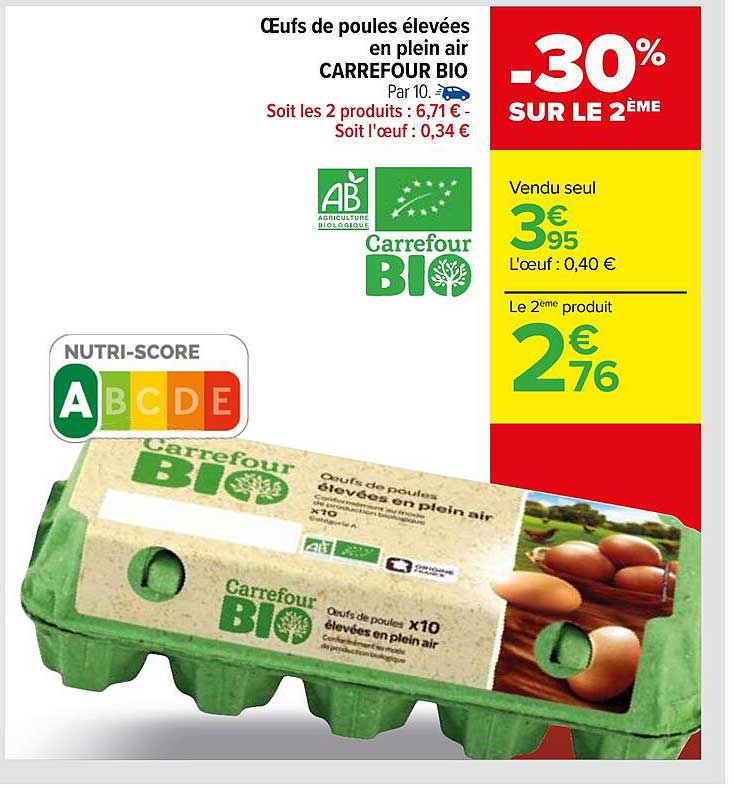 œufs de poules élevées en plein air carrefour bio