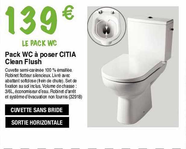 pack wc à poser citia clean flush