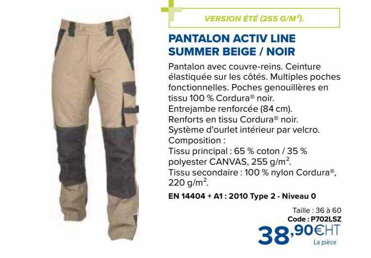 pantalon activ line summer beige-noir