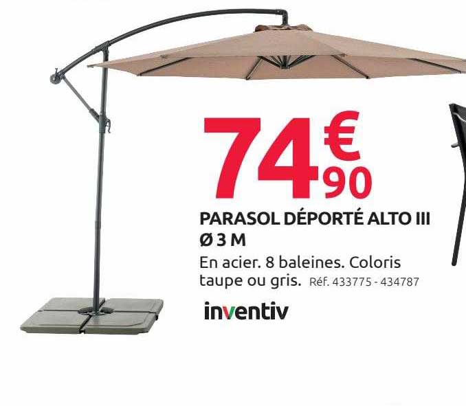 parasol déporté alto III ø 3 m inventiv