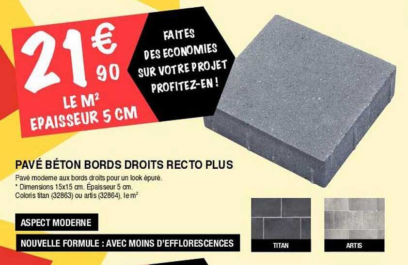 pavé béton bords droits recto plus
