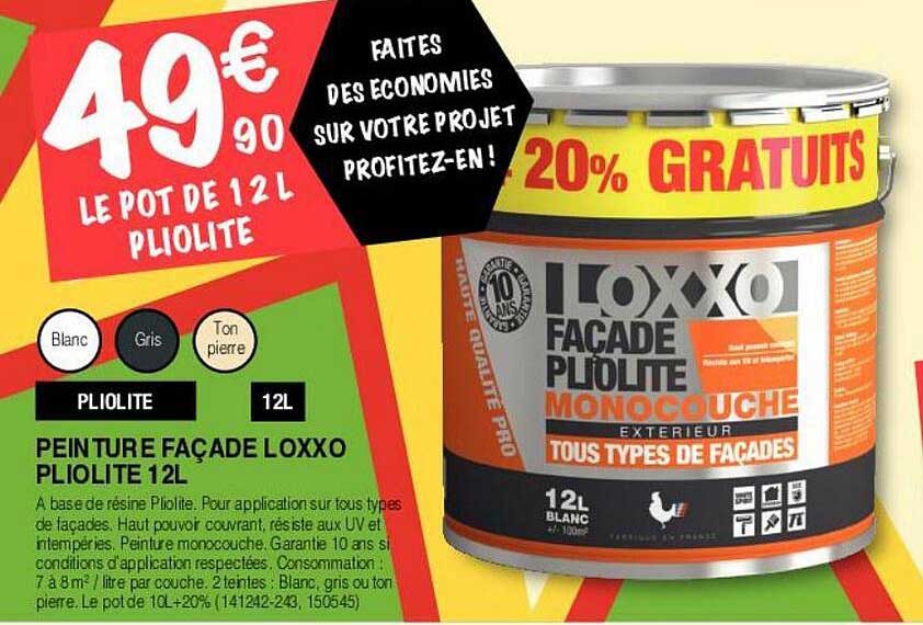 peinture façade loxxo pliolite 12l