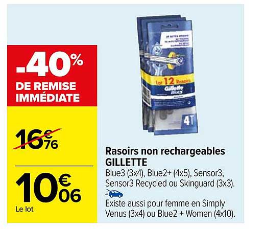 rasoirs non rechargeables gillette