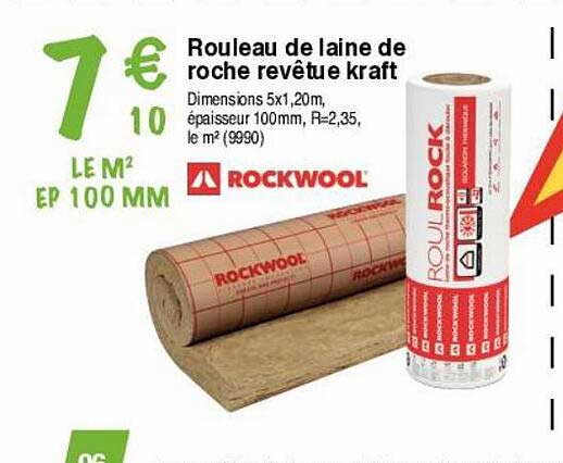 rouleau de laine de roche revêtue kraft rockwool