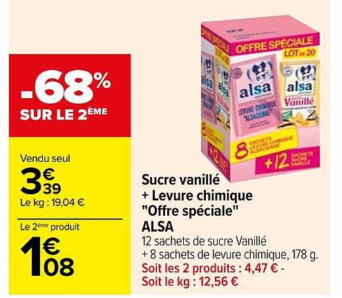Sucre Vanillé + Levure Chimique "offre Spéciale" Alsa