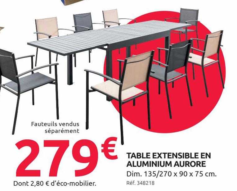 table extensible en aluminium aurore