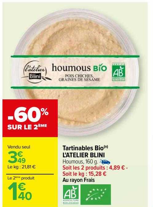 tartinables bio l'atelier blini