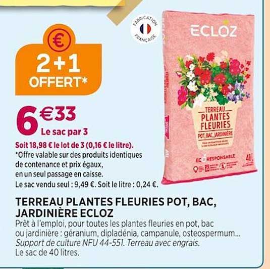 terreau plantes fleuries pot, bac, jardinière ecloz