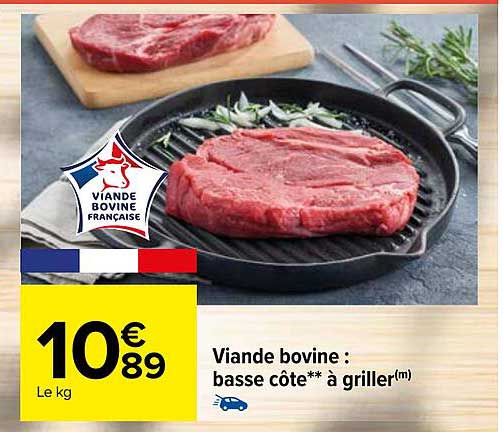 viande bovine : basse côte**à griller