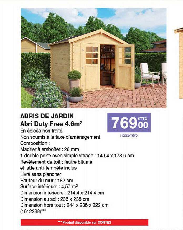 abris de jardin abri duty free 4.6 m²