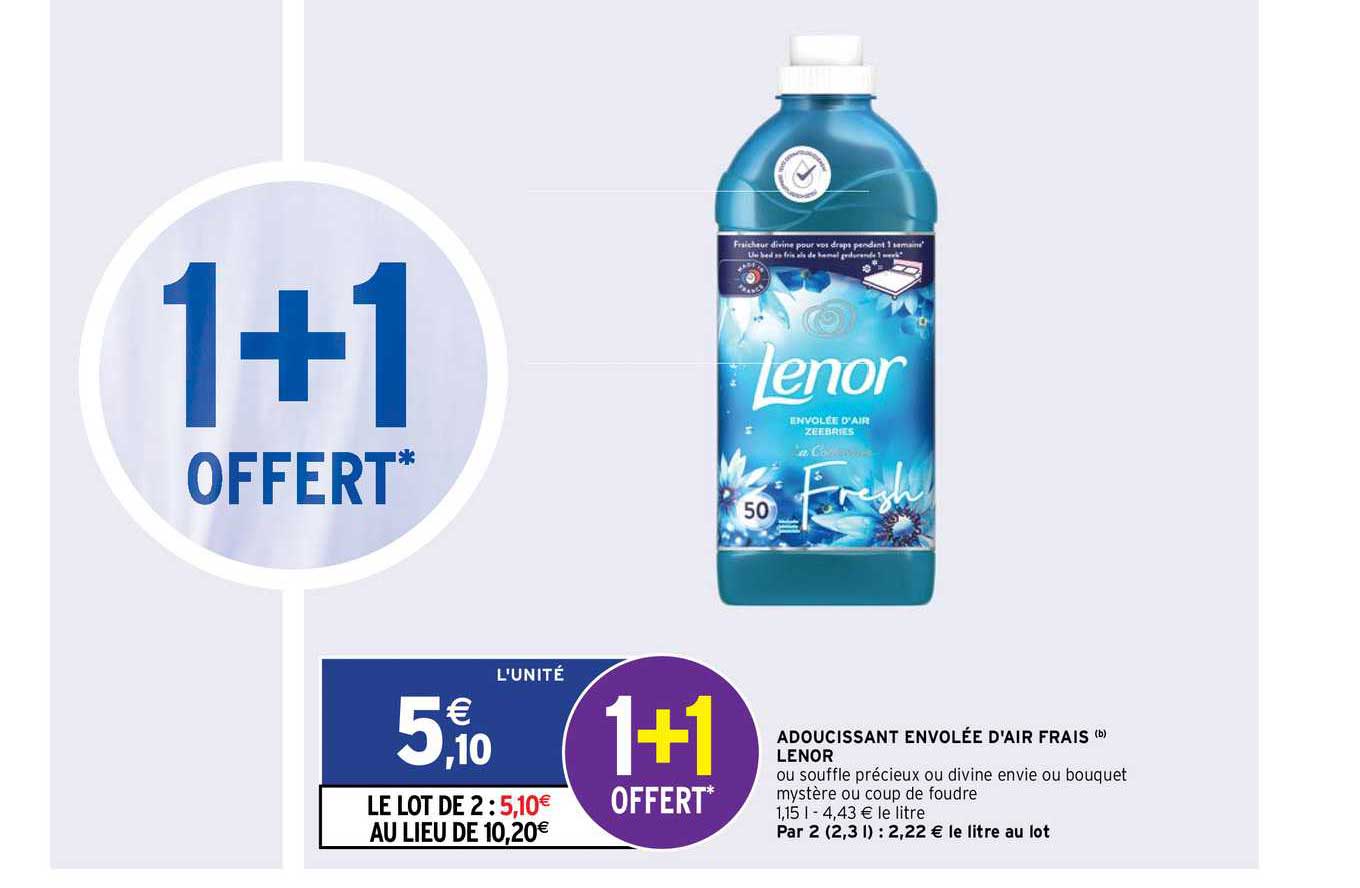 adoucissant envolée d'air frais lenor