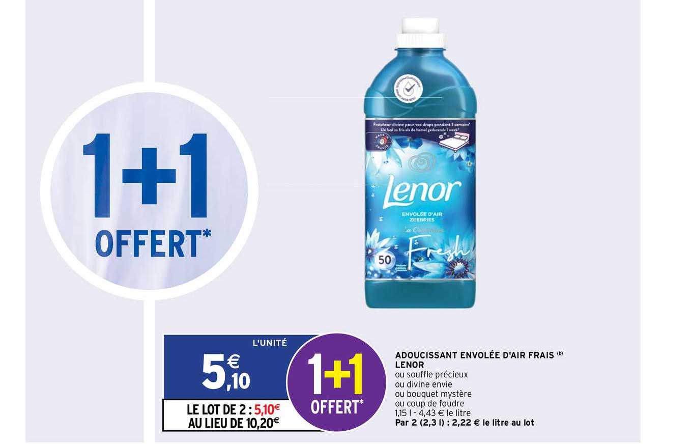 adoucissant envolée d'air frais lenor