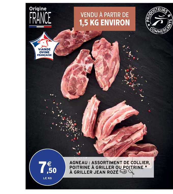 agneau : assortiment de collier, poitrine à griller ou poitrine à griller jean rozé