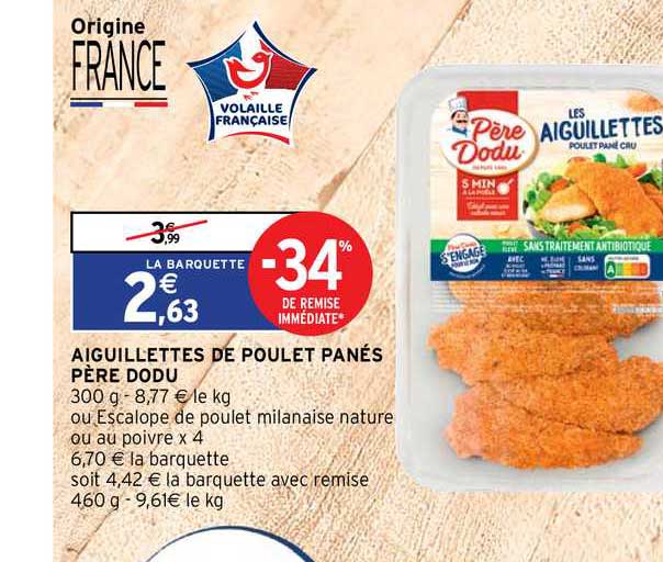 aiguillettes de poulet panés père dodu