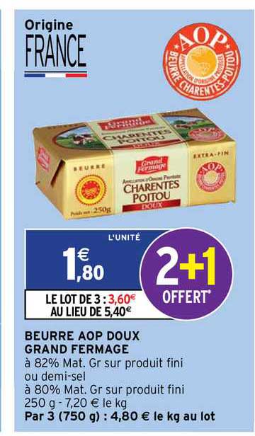 beurre aop doux grand fermage