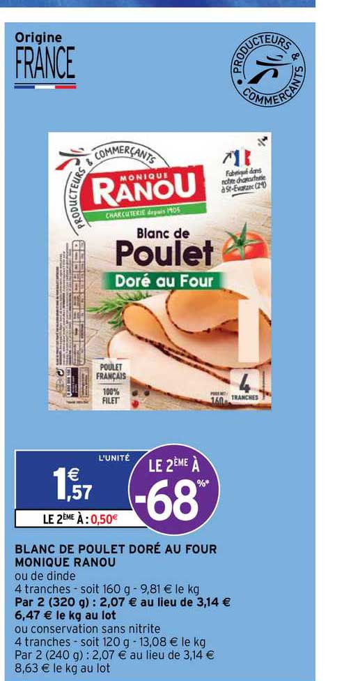 blanc de poulet doré au four monique ranou