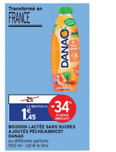 boisson lactée sans sucres ajoutés pêche - abricot danao
