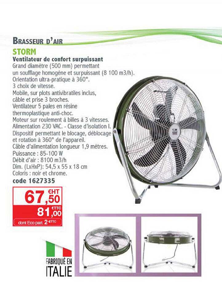brasseur d'air storm ventilateur de confort surpuissant