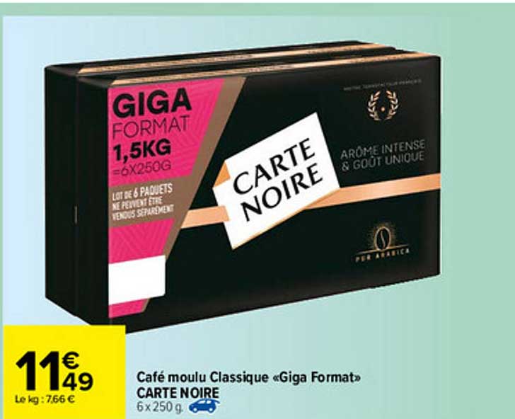 Café Moulu Classique «giga Format» Carte Noire