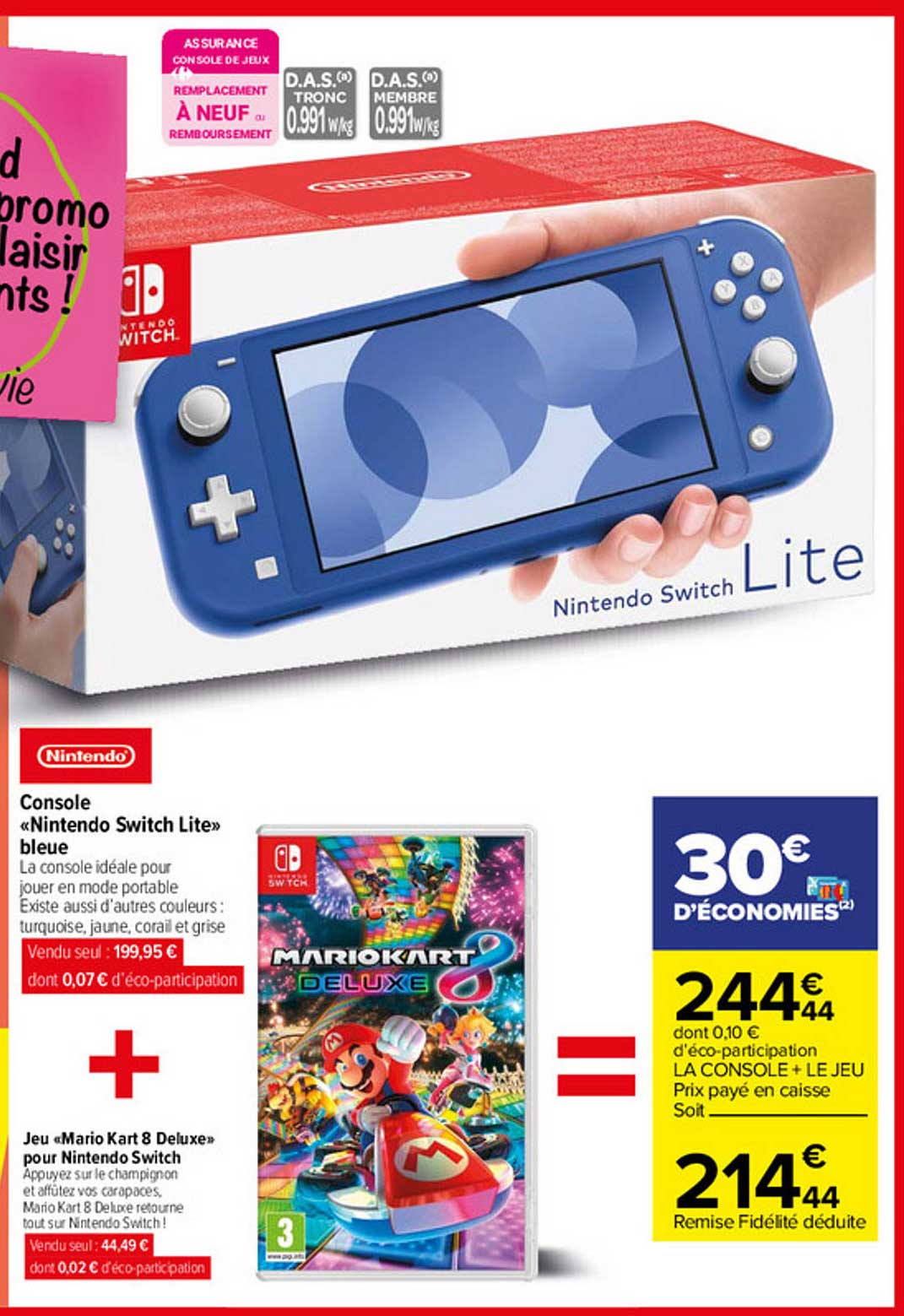 console «nintendo switch lite» + jeu «mario kart 8 deluxe » pour nintendo switch