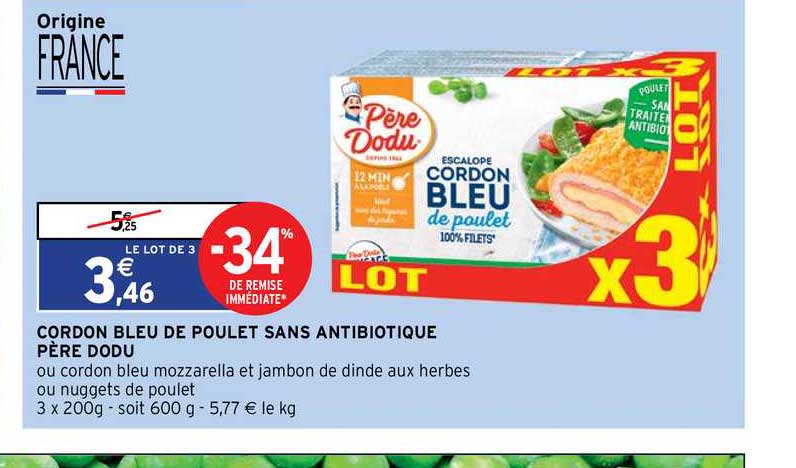 cordon bleu de poulet sans antibiotique père dodu