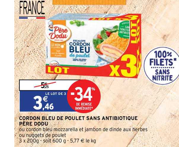 cordon bleu de poulet sans antibiotique père dodu