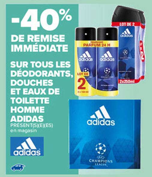 déodorants, douches et eaux de toilette homme adidas