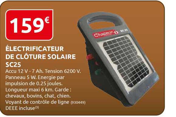 électrificateur de clôture solaire sc25