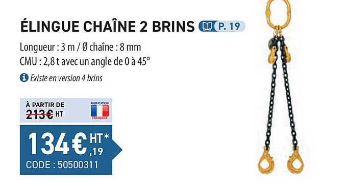 élingue chaîne 2 brins