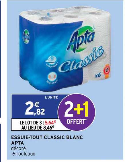 essuie-tout classic blanc apta