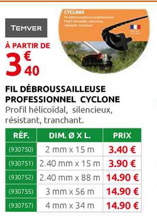 fil débroussailleuse professionnel cyclone