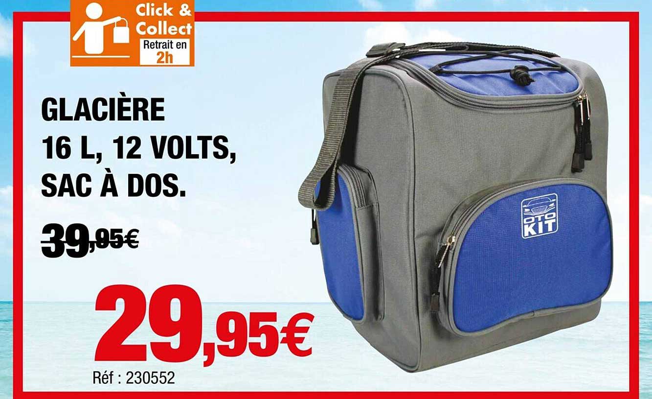 glacière 16 l, 12 volts, sac à dos