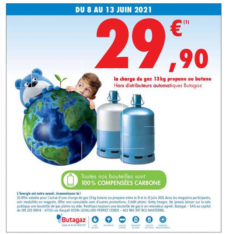 la charge de gaz 13 kg propane ou butane