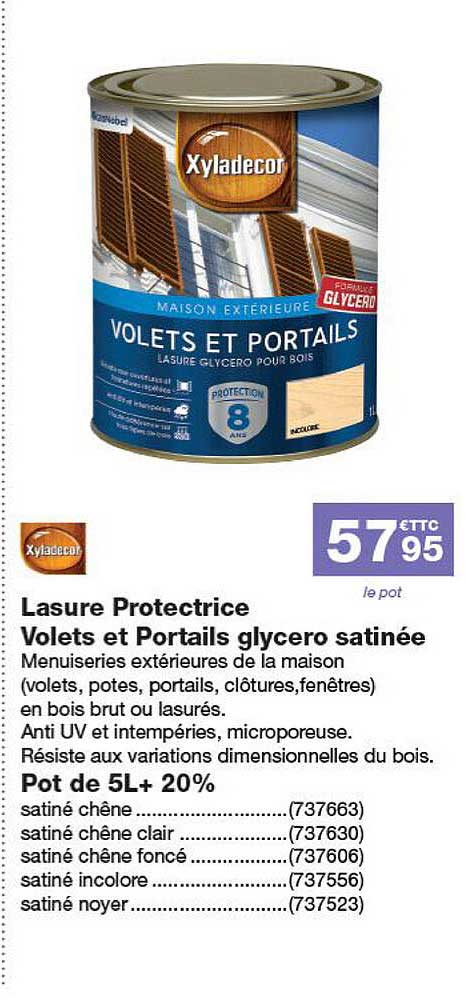 lasure protectrice volets et portails glycero satinée xyladecor