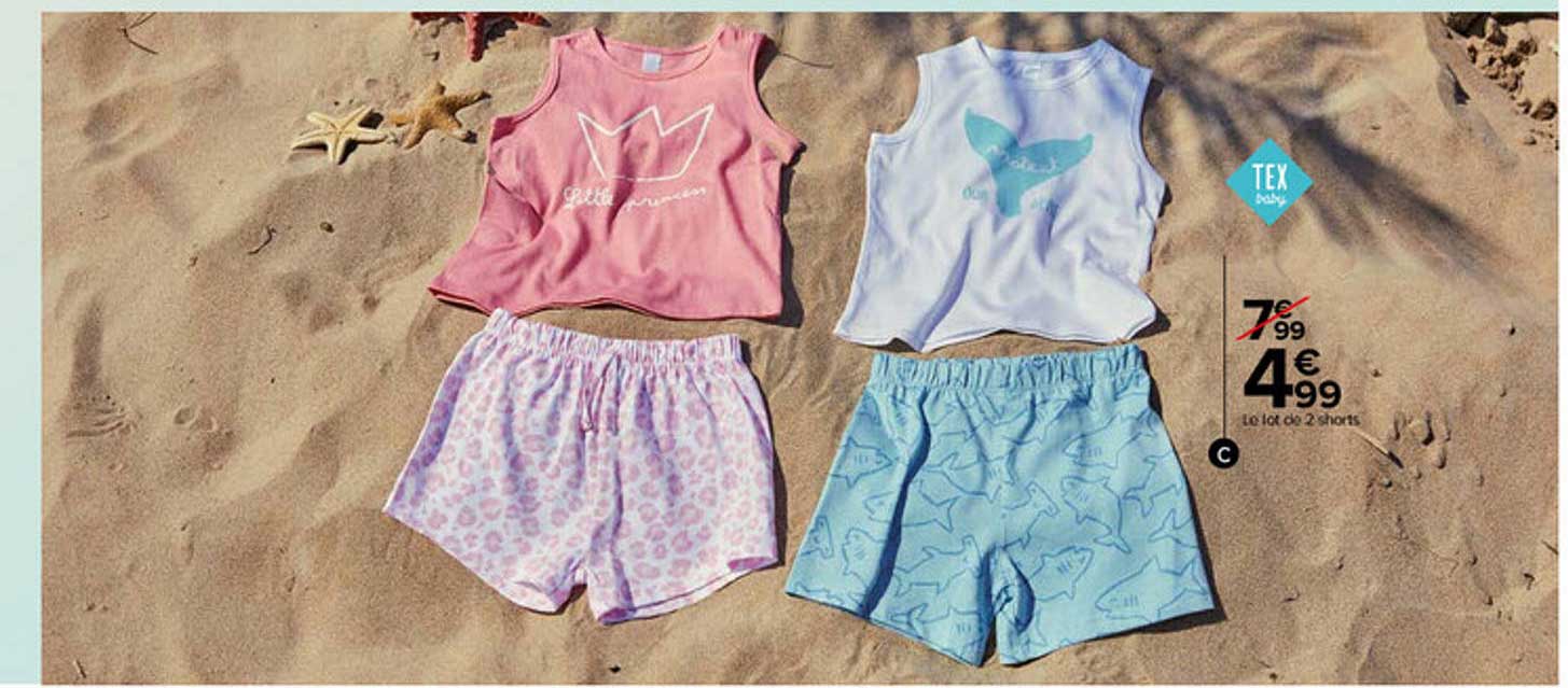 Le Lot De 2 Shorts Tex Baby