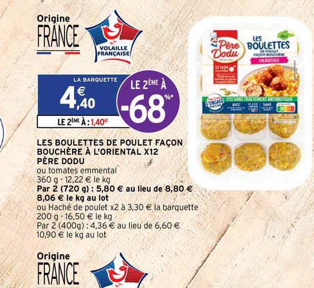 les boulettes de poulet façon bouchère à l'oriental x12 père dodu