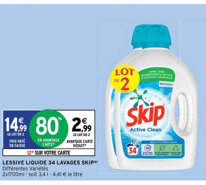 lessive liquide 34 lavages skip