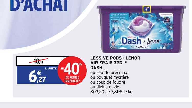 lessive pods+ lenor air frais 32d dash