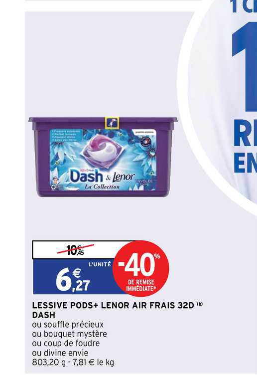 lessive pods+ lenor air frais 32d dash