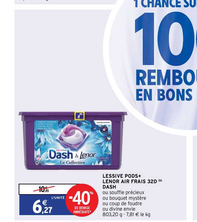lessive pods+ lenor air frais 32d dash
