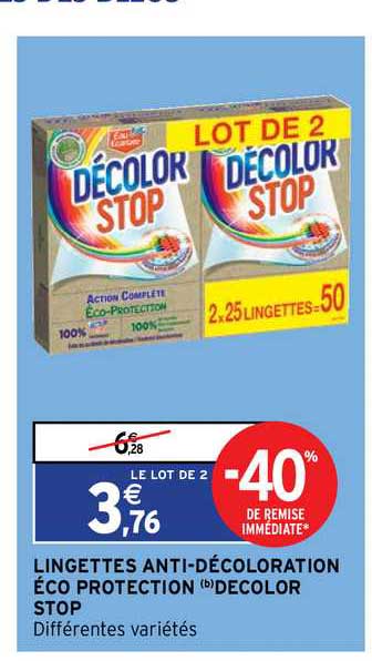 lingettes anti-décoloration éco protection décolor stop