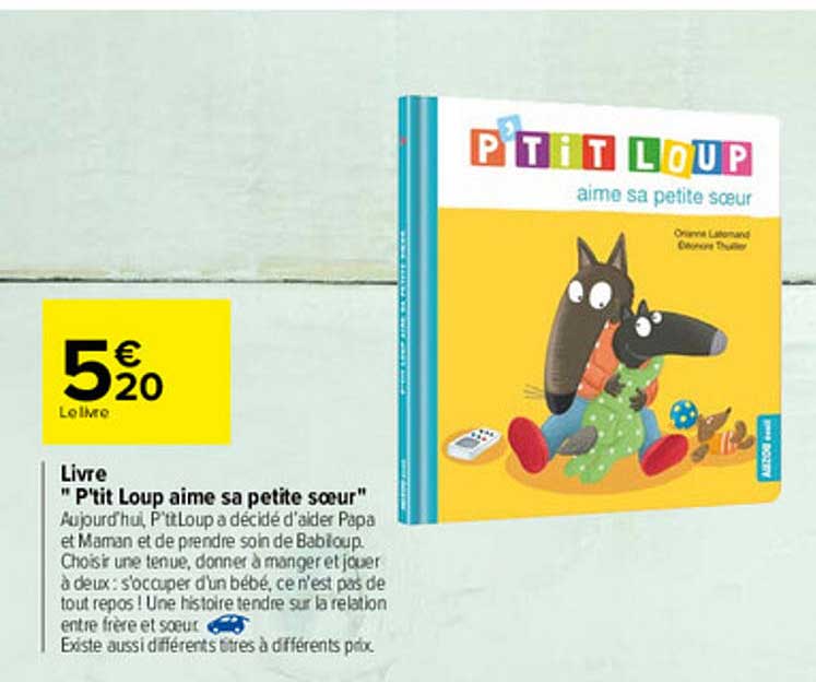 livre "p'tit loup aime sa petite soeur"
