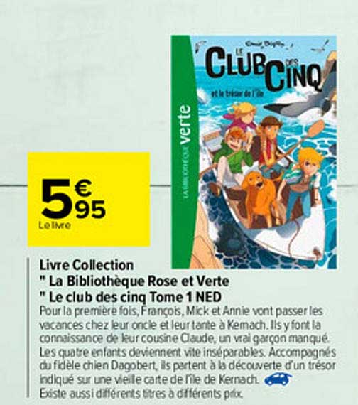 livre collection "la bibliothèque rose et verte" le club des cinq tome 1 ned