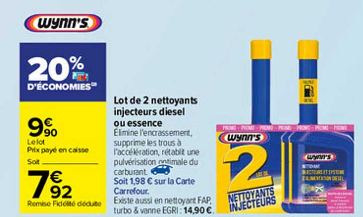 lot de 2 nettoyants injecteurs diesel ou essence wynn's