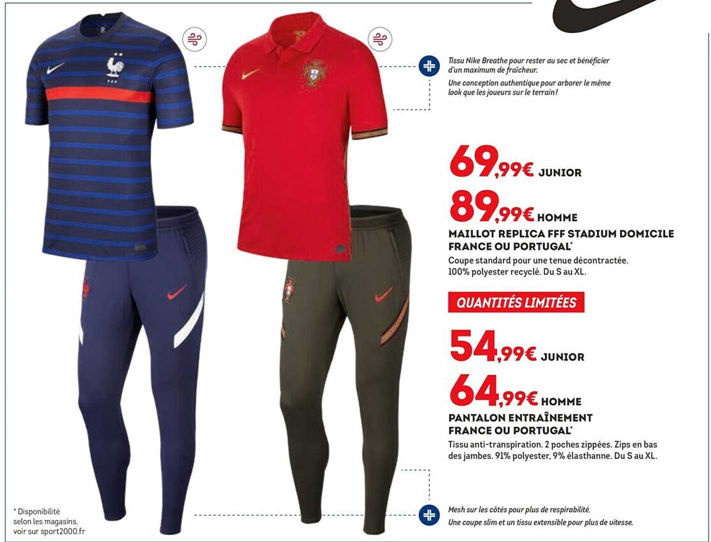 maillot replica fff stadium domicile france ou portugal, pantalon entraînement france ou portugal