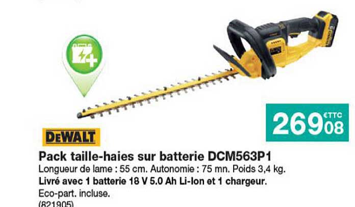 pack taille-haies sur batterie dcm563p1 dewalt