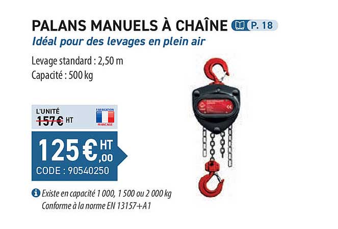 palans manuels à chaîne